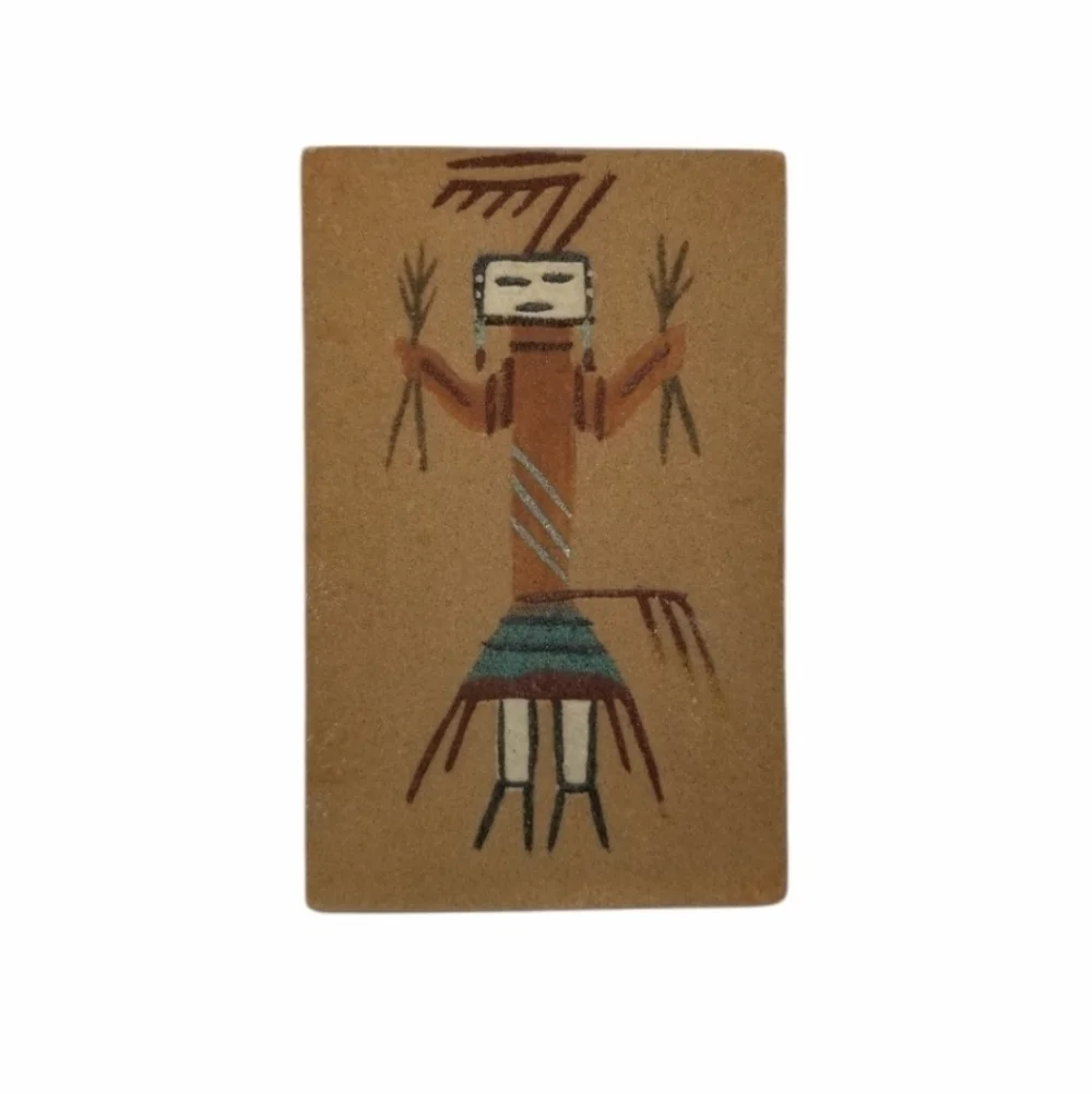 Kachina Sand Tile Wall Art Painting Yei Unframed Signed Native American 6 X 4